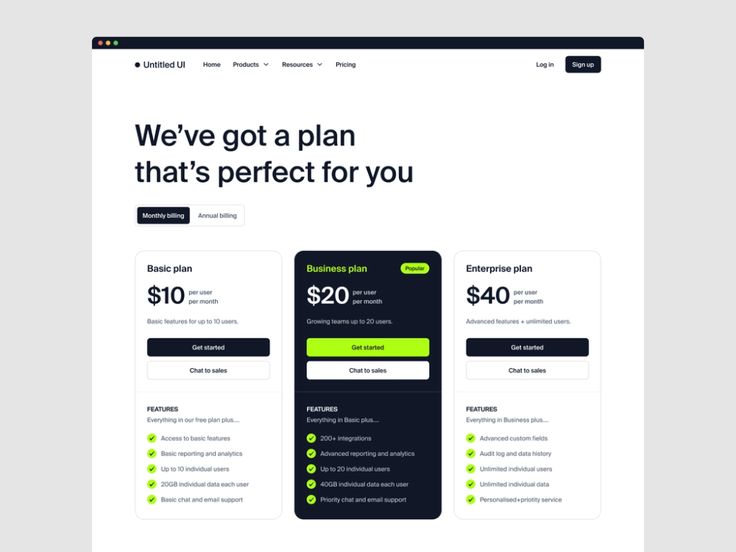 Pricing page